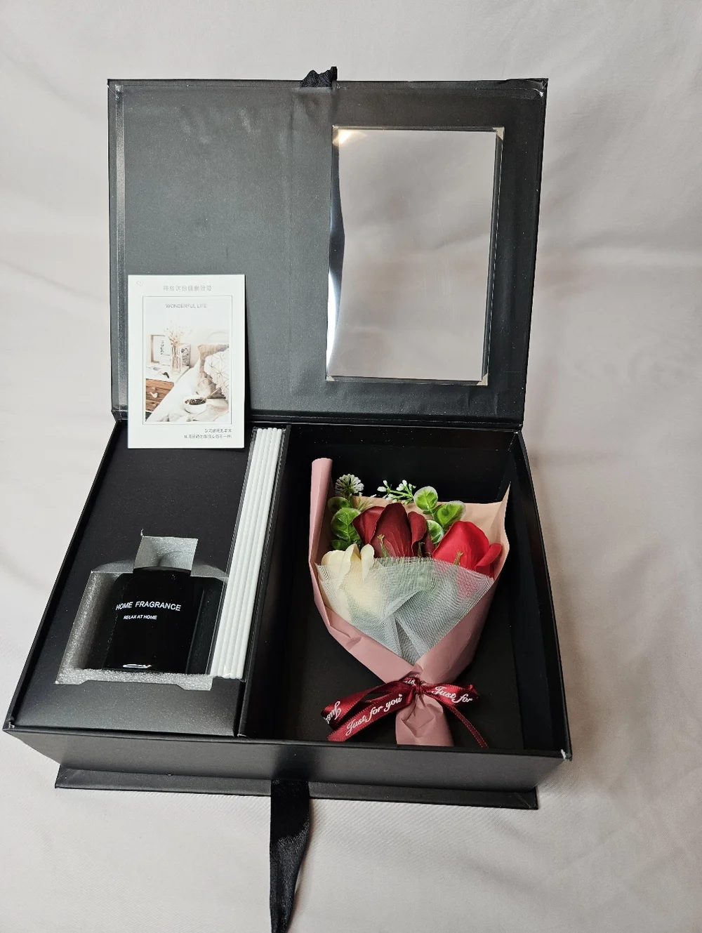 Luxury Gift Box with Reed Diffuser & Soap Flower Bouquet – French Rose